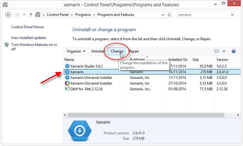 Add/Remove Xamarin