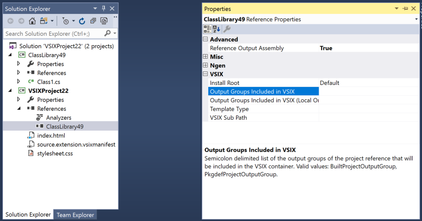 Project reference properties