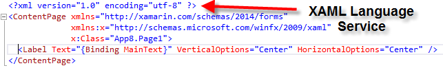 XAML language service
